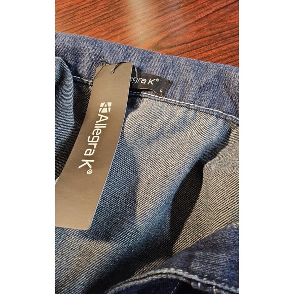 NWOT Size Large Allegra K Flap Pocket Button Denim Jacket Vest - Picture 6 of 11